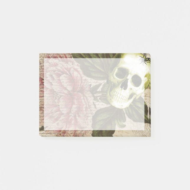 Bloco De Notas Red Peony Steampunk Skull Ephemera (Frente)