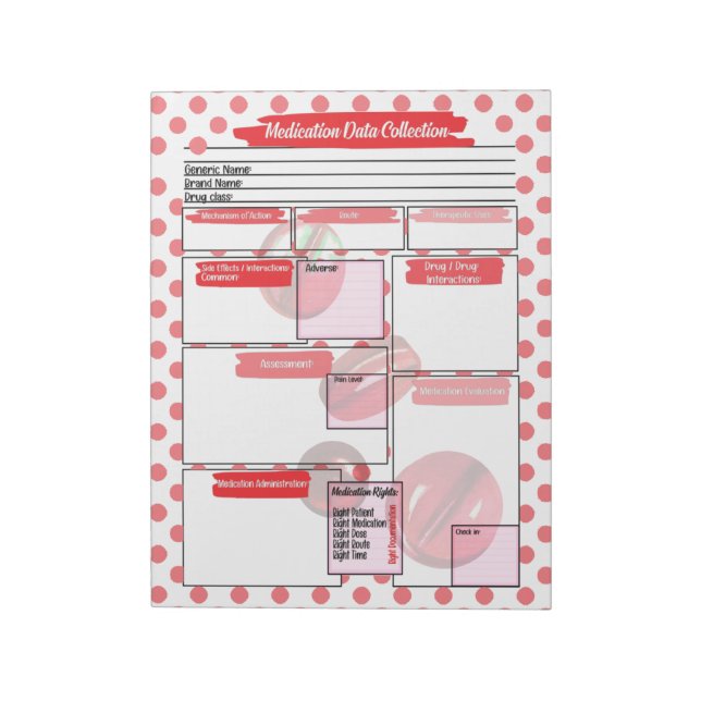 Bloco De Notas Red Pills Healthcare Student Medication Modelo (Invertido)