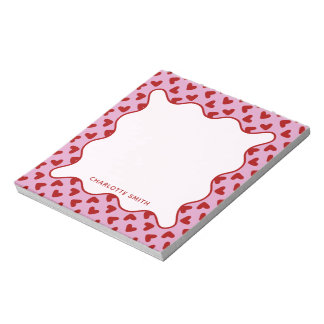 Bloco De Notas Red Pink Hearts Pattern Valentine Gift Notepad