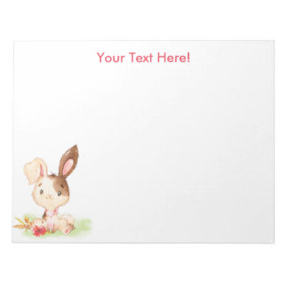 Bloco De Notas Red Watercolor Little Bunny