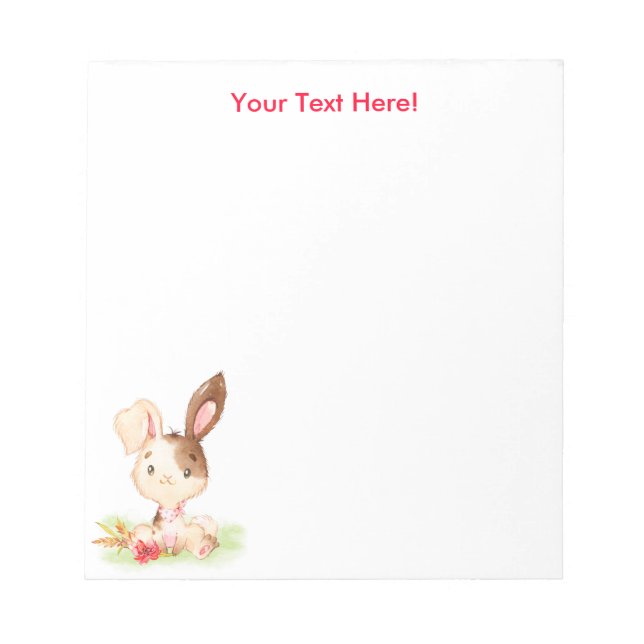 Bloco De Notas Red Watercolor Little Bunny (Frente)