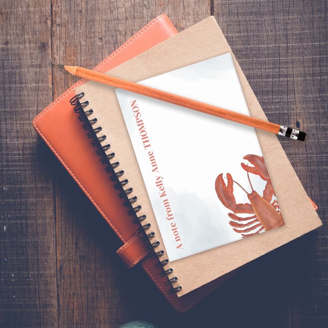 Bloco De Notas Red Watercolor Lobster Personalized  (Red lobster personalized post it notes.)