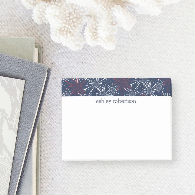 Bloco De Notas Red White and Blue Fireworks Pattern (Criador carregado)