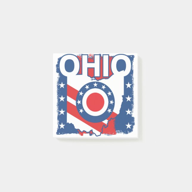 Bloco De Notas Red White e Blue Patriotic Grunge Ohio (Frente)