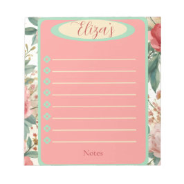 Bloco De Notas Red & White Roses Spring Floral Vintage Notepad