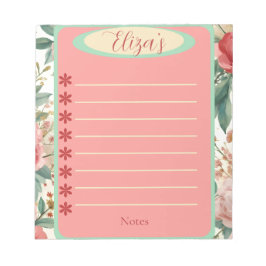 Bloco De Notas Red & White Roses Spring Floral Vintage Notepad