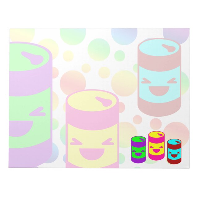 Bloco De Notas Refrigerante Kawaii Rave Latas Bolhas (Frente)