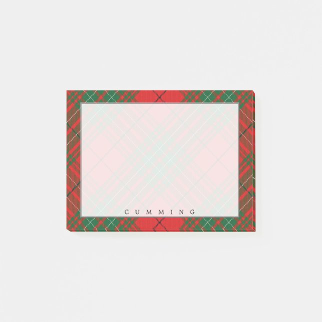 Bloco De Notas Regal Scottish Clan Cumming Tartan (Frente)