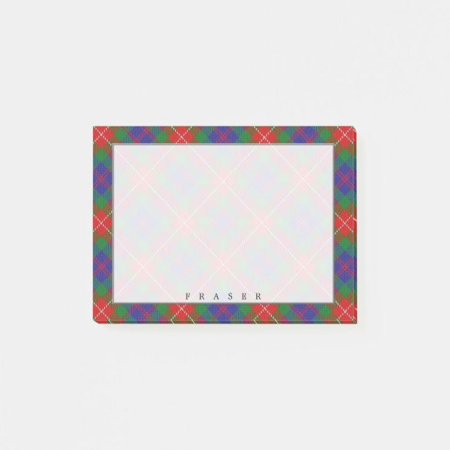 Bloco De Notas Regal Scottish Clan Fraser de Lovat Tartan (Frente)