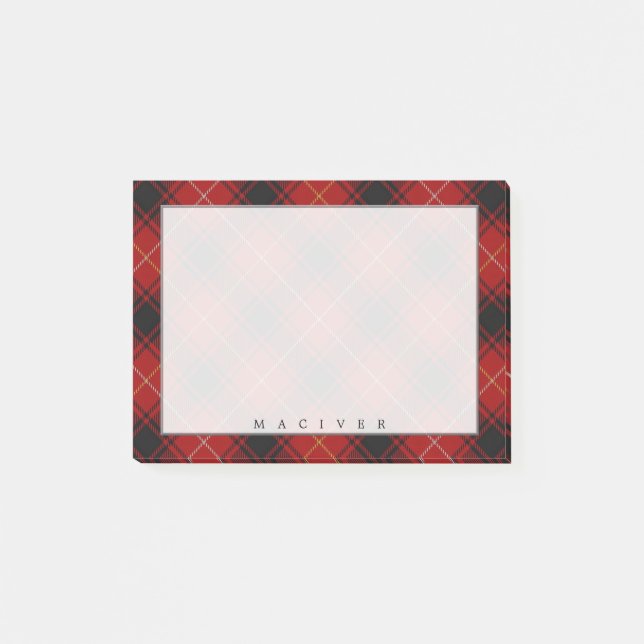 Bloco De Notas Regal Scottish Clan MacIver Tartan (Frente)