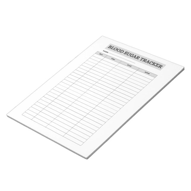 BLOCO DE NOTAS REGISTRADOR DE AÇÚCAR NO SANGUE (Inclinado)