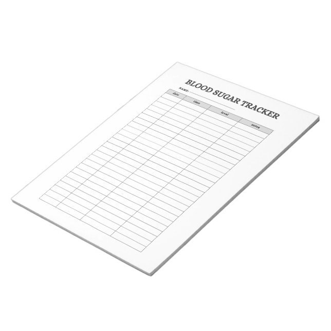 BLOCO DE NOTAS REGISTRADOR DE AÇÚCAR NO SANGUE (Inclinado)