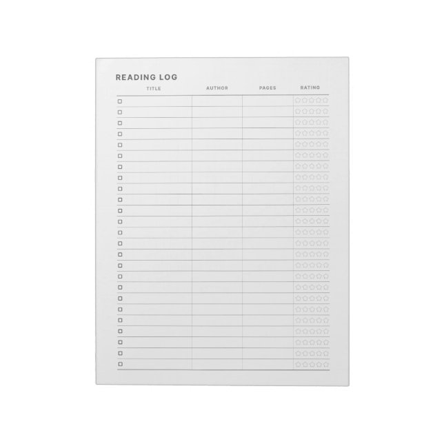 Bloco De Notas Registro de Leitura Minimalista Simples (Invertido)