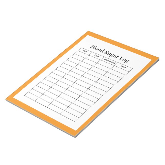 Bloco De Notas Registro de Log de Açúcar no Sangue (Inclinado)