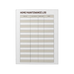 Bloco De Notas Registro de Manutenção de Casa Minimalista Marrom