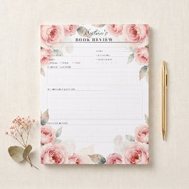 Bloco De Notas Registro de Resenhas de Livros Florais em Aquarela