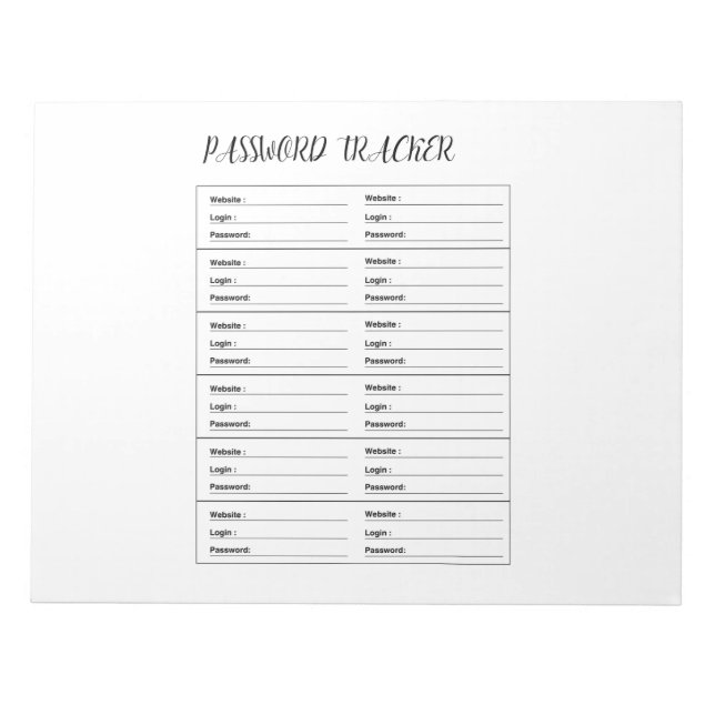Bloco De Notas Registro de Senhas Minimalista (Frente)