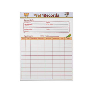 Bloco De Notas Registros Veterinários