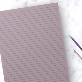 Bloco De Notas Regra da Faculdade de Linhas Azuis Rustic Mauve 8,