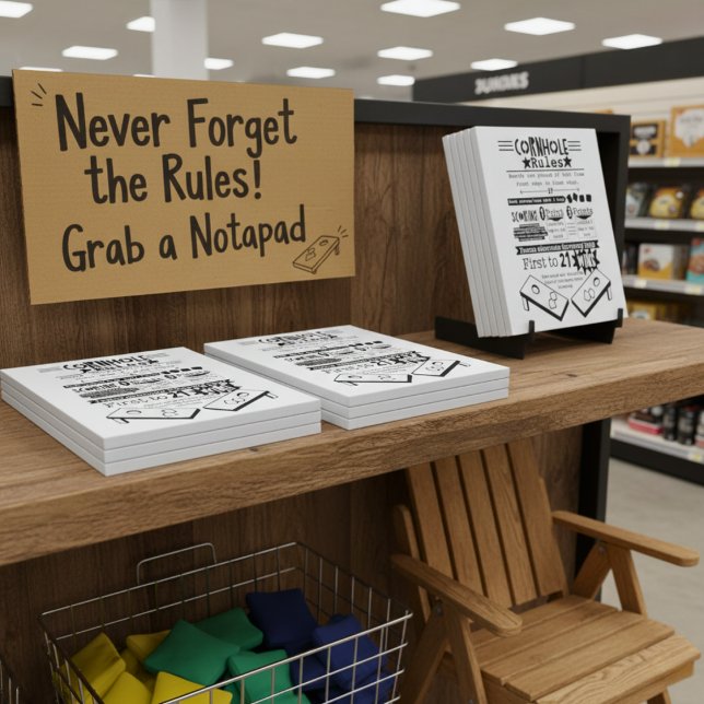 Bloco De Notas Regras da Cornhole - Página Fácil de Rasgar-Longe (Cornhole Rules - 40-Easy Tear-Away Page Notepad)