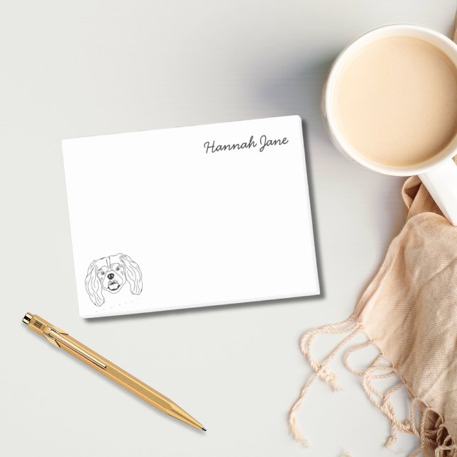 Bloco De Notas Rei Charles Spaniel Black & White Personalizado (King Charles Spaniel Black & White Personalized Post-it Notes)