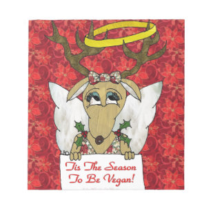 Bloco De Notas Reindeer Angel Tis A Época de Ser Vegan