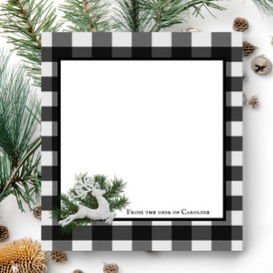 Bloco De Notas Reindeer Buffalo Xadrez Personalizada   Preto e Br