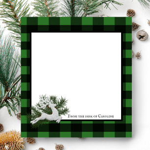 Bloco De Notas Reindeer Buffalo Xadrez Personalizada   Verde Pret