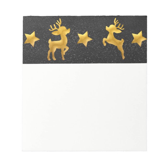 Bloco De Notas Reindeer Dourado na neve do quadro chalkboard (Frente)