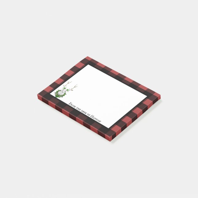 Bloco De Notas Reindeer Festivo Buffalo Xadrez Personalizada (Inclinado)