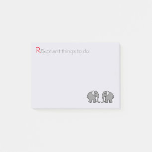 Bloco De Notas "RElephant para fazer" pares bonitos cinzentos do