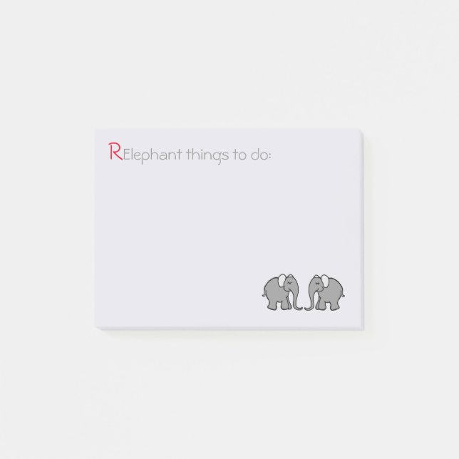 Bloco De Notas "RElephant para fazer" pares bonitos cinzentos do (Frente)