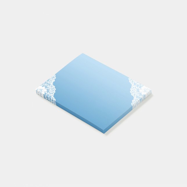Bloco De Notas Renda branca azul   (Inclinado)