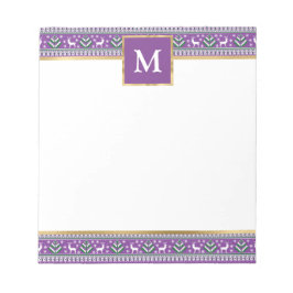 Bloco De Notas Renda de Natal Roxa Personalizada Fair Isle