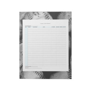 Bloco De Notas Renda do basebol & seguimento da despesa