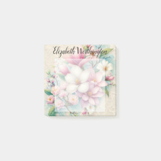 Bloco De Notas Renda monograma floral rosa roxo flor de magnólia