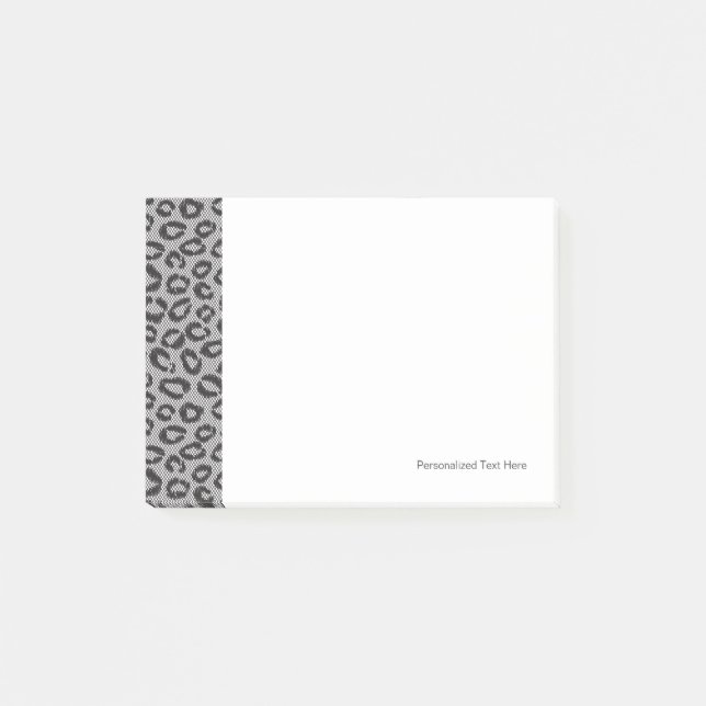 Bloco De Notas rendas de rede pretas com padrão-leopardo em branc (Frente)