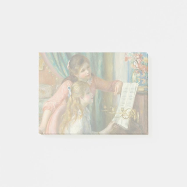 Bloco De Notas Renoir Girls no Piano Impressionismo Pintura (Frente)