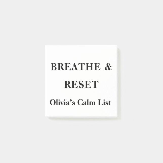 Bloco De Notas Reset Calm Lembrete Posto Personalizado Notas (Frente)