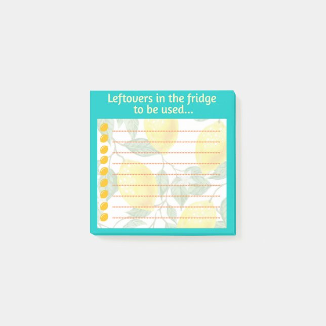Bloco De Notas Restantes de cozinha no lembrete de geladeira (Frente)