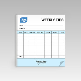 Bloco De Notas Restaurant Weekly Mini Tips Tracker Notepad