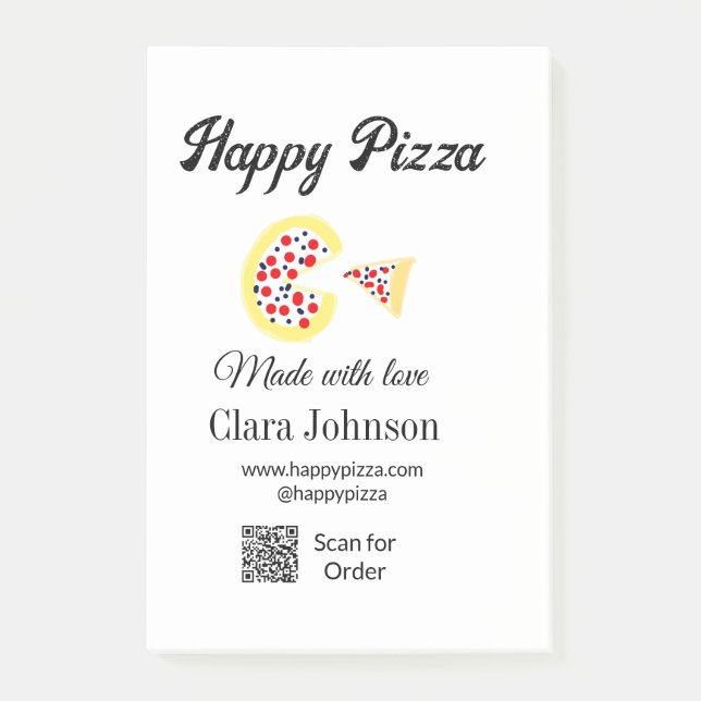Bloco De Notas Restaurante de pizza café pizzaria digitalize códi (Frente)