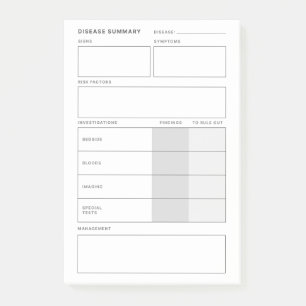 Bloco De Notas Resumo da Doença Estudante com Enfermagem Médica