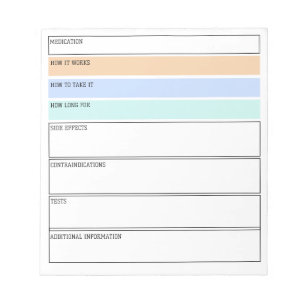 Bloco De Notas Resumo Editável Da Medicação Para Estudantes Médic