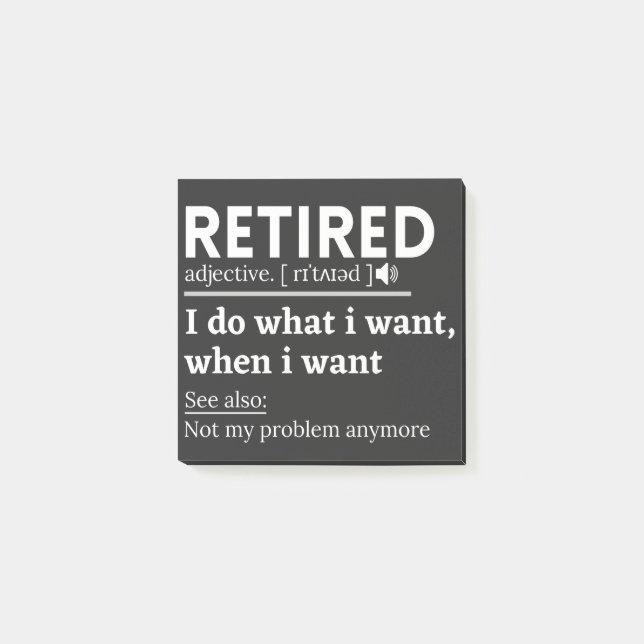 Bloco De Notas retired definition, funny retirement, retired (Frente)