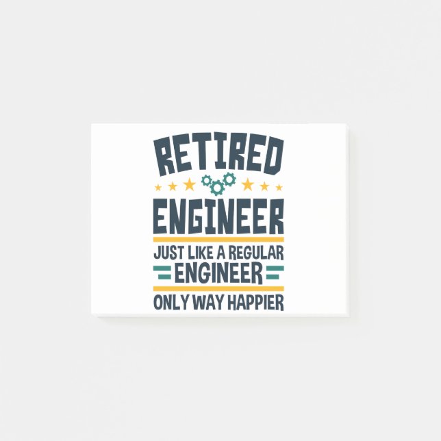 Bloco De Notas Retired Engineer Engineering Retirement Happier (Frente)