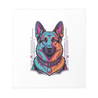Bloco De Notas Retrato de Cachorro Neon Gravura Vintage Gráfico_1