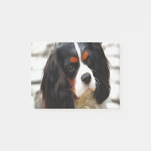 Bloco De Notas Retrato De Um Rei Charles Cavalier Spaniel (Frente)