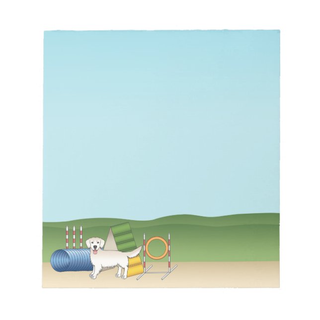 Bloco De Notas Retriever De Ouro De Creme Com Equipamento De Agil (Frente)