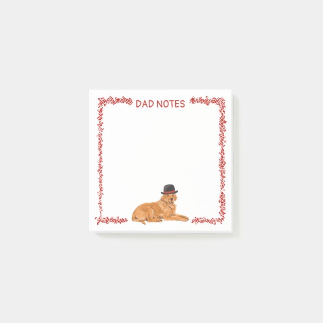 Bloco De Notas Retriever de ouro vestindo o Black Hat (Frente)